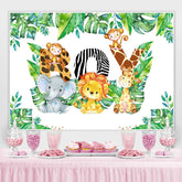 Jungle Elephant Lion Joyeux Anniversaire Toile de Fond Pour Garçon